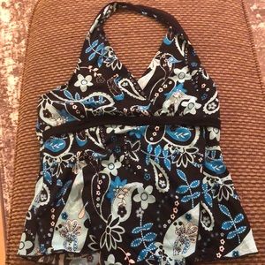 Tangents blue paisley around the neck tank medium